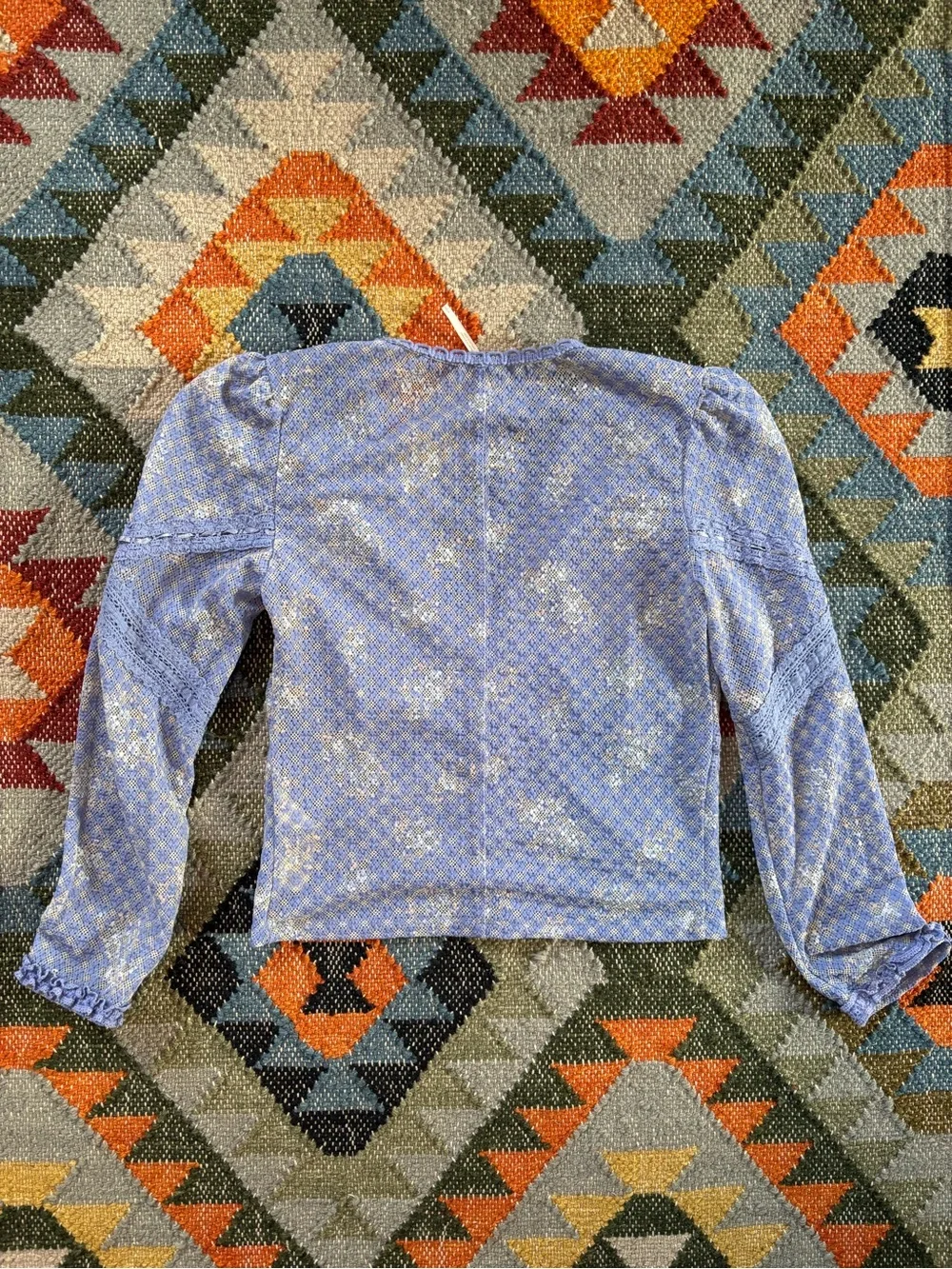 Free People Kika Printed Top in Blue Bell Combo Periwinkle Stretch Lace Top